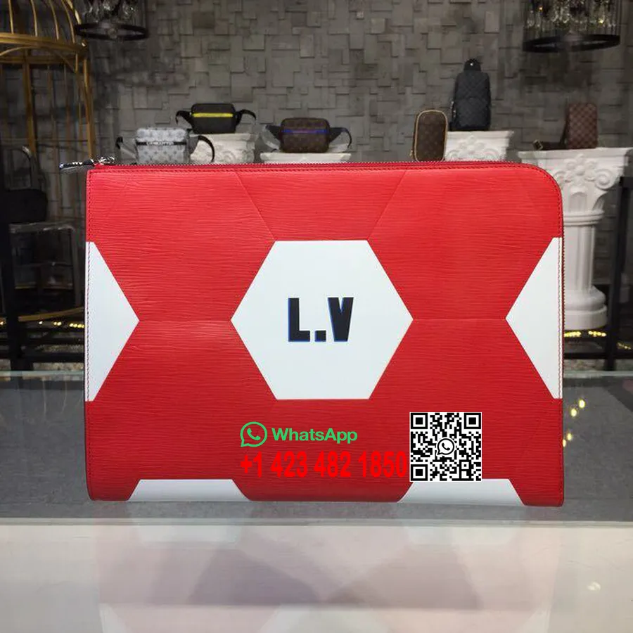 Louis Vuitton Pochette Jour Gm Lærred Fifa World Cup Russia 2018 Kollektion M63232, Rød/hvid