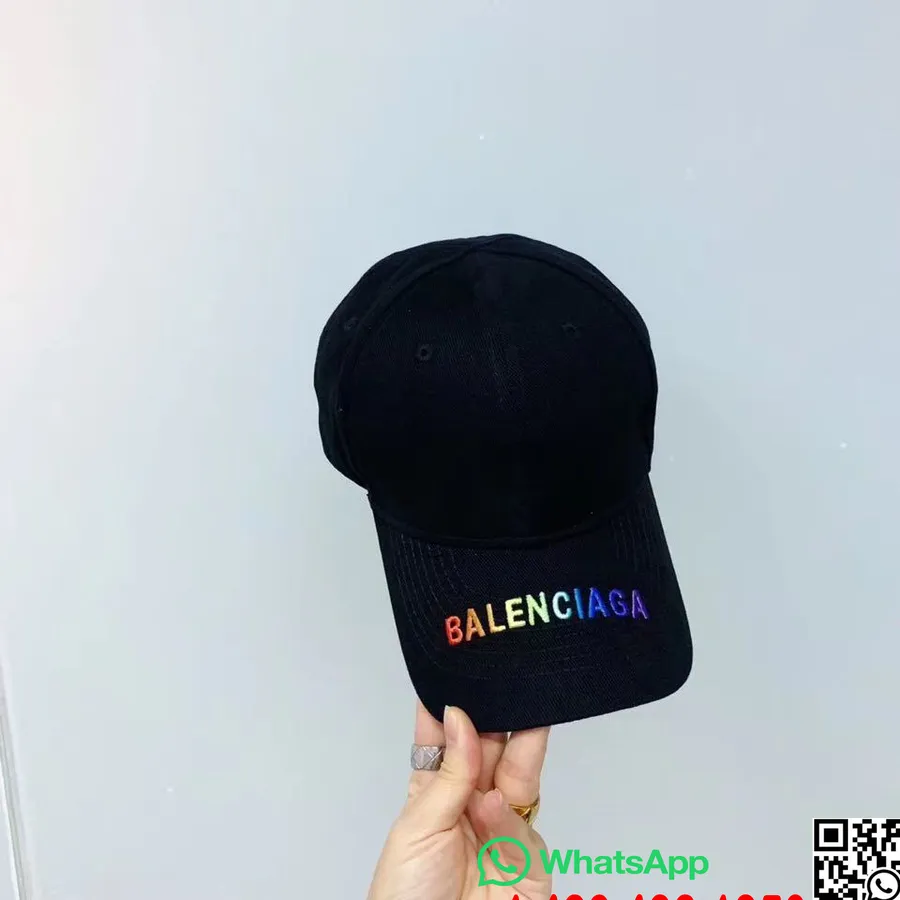 Topi Pinggiran Logo Balenciaga Techno Koleksi Musim Semi/musim Panas 2020, Hitam/multi