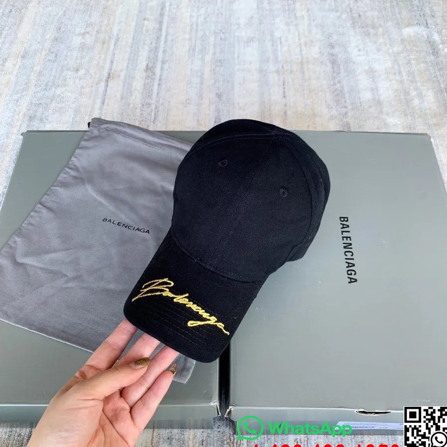 Topi Pinggiran Logo Balenciaga Koleksi Musim Semi/musim Panas 2020, Hitam/kuning