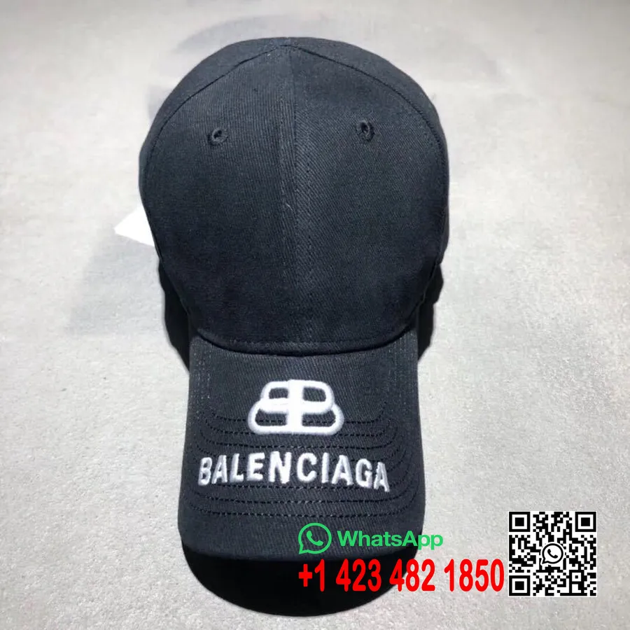 Topi Pinggiran Logo Balenciaga Bb Koleksi Musim Semi/musim Panas 2019, Hitam/putih