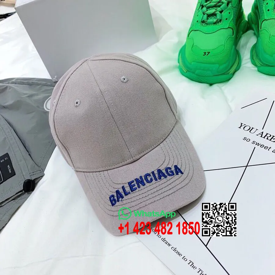 Balenciaga Logobrem Lue Vår/sommer 2019 Kolleksjon, Grå/marine