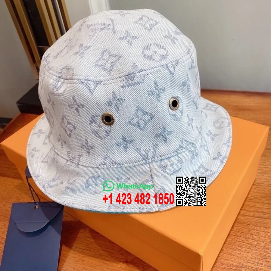 Louis Vuitton Monogram Bucket Hat Kolekcia Jar/leto 2020, Biela/modrá