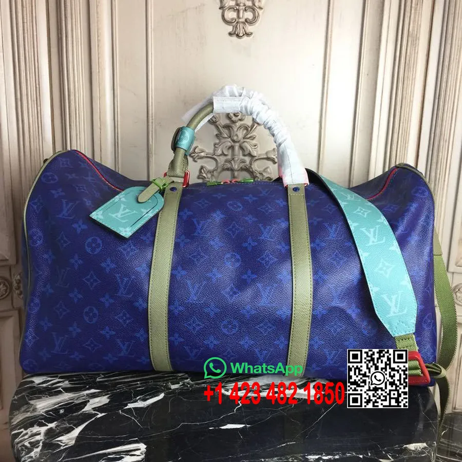 Louis Vuitton Keepall 50cm Monogrammas Audekls Rudens/ziemas 2019 Kolekcija M43858, Zils