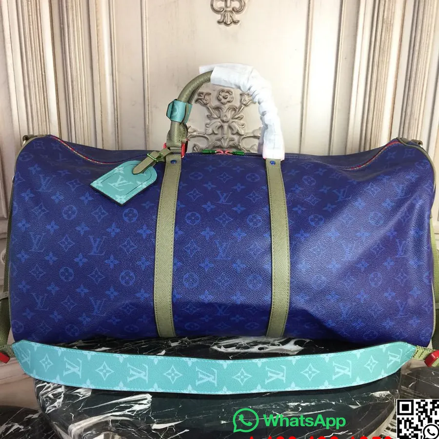 Louis Vuitton Keepall 55 Cm Monogrammas Audekls Rudens/ziemas 2019 Kolekcija M43852, Zils