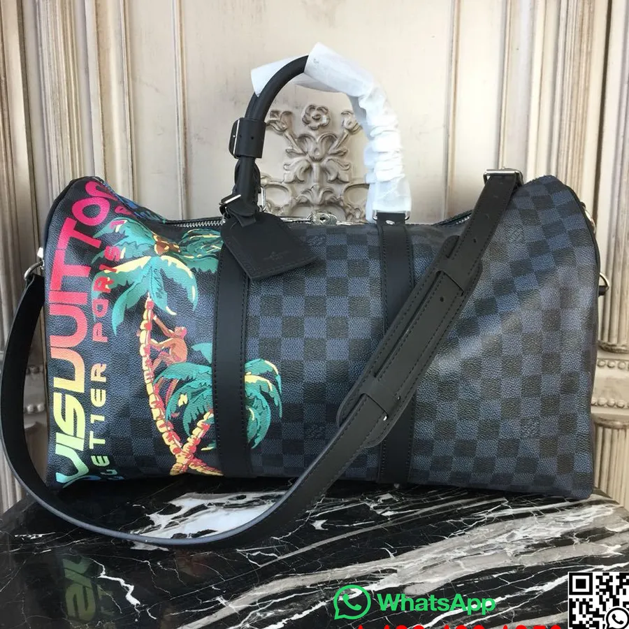 Louis Vuitton Keepall Kókusz 45 Cm Damier Kobalt Vászon 2019 Tavaszi/nyári Kollekció N50002, Fekete