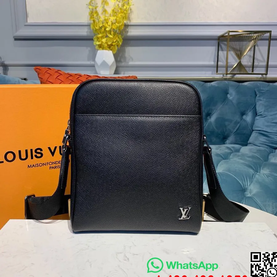 Bolsa Mensageiro Louis Vuitton Alex 25cm Lona De Couro Taiga Coleção Primavera/verão 2019 M30265, Preta