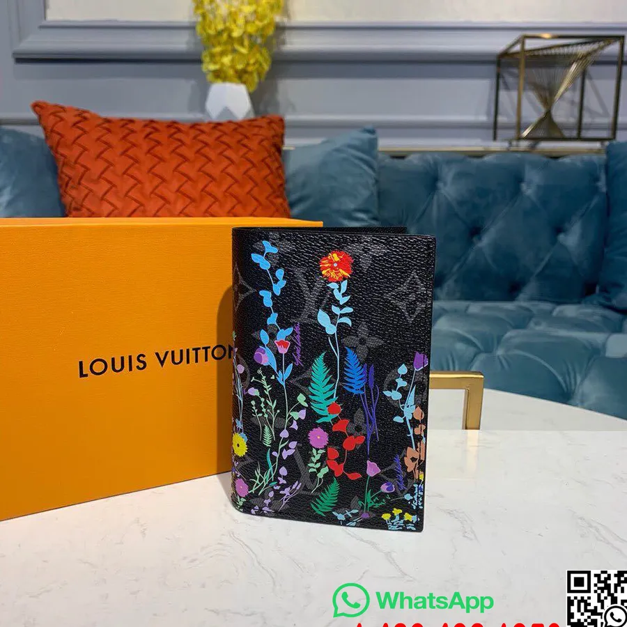 Omot Za Louis Vuitton Putovnicu 14 Cm Cvjetni Monogram Platno Kolekcija Proljeće/ljeto 2019. M64502, Crna