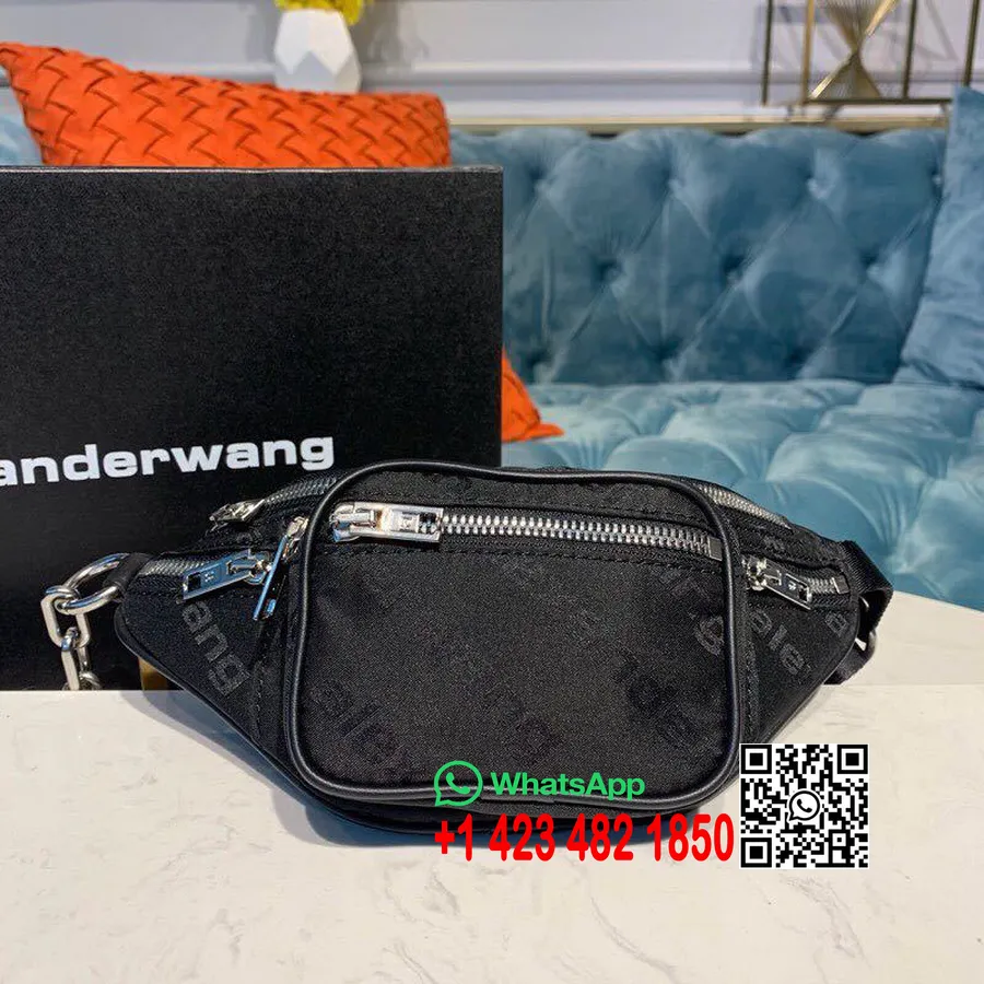 Alexander Wang Attica Sac Ceinture 24cm Toile/cuir De Veau Collection Printemps/été 2019, Noir/argent