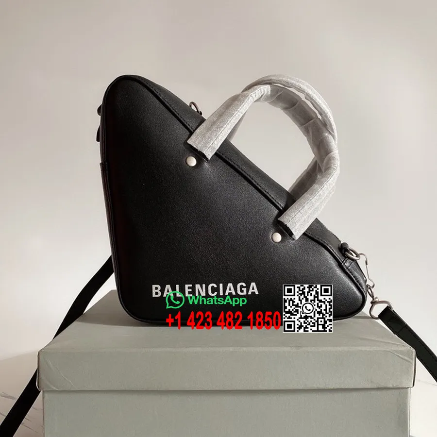 Balenciaga üçgen Spor çanta 24cm Dana Deri Ilkbahar/yaz 2022 Koleksiyonu, Siyah