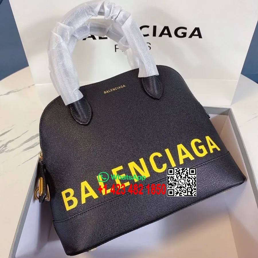 Balenciaga Xs Medium Bag 26cm Kornet Kalveskinn Vår/sommer 2022 Kolleksjon, Svart/gul