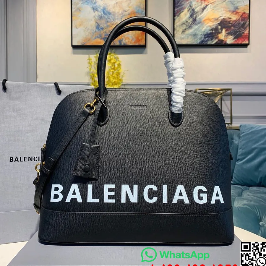 Balenciaga Ville Stor Veske 36 Cm Kornet Kalveskinn Vår/sommer 2020 Kolleksjon, Svart