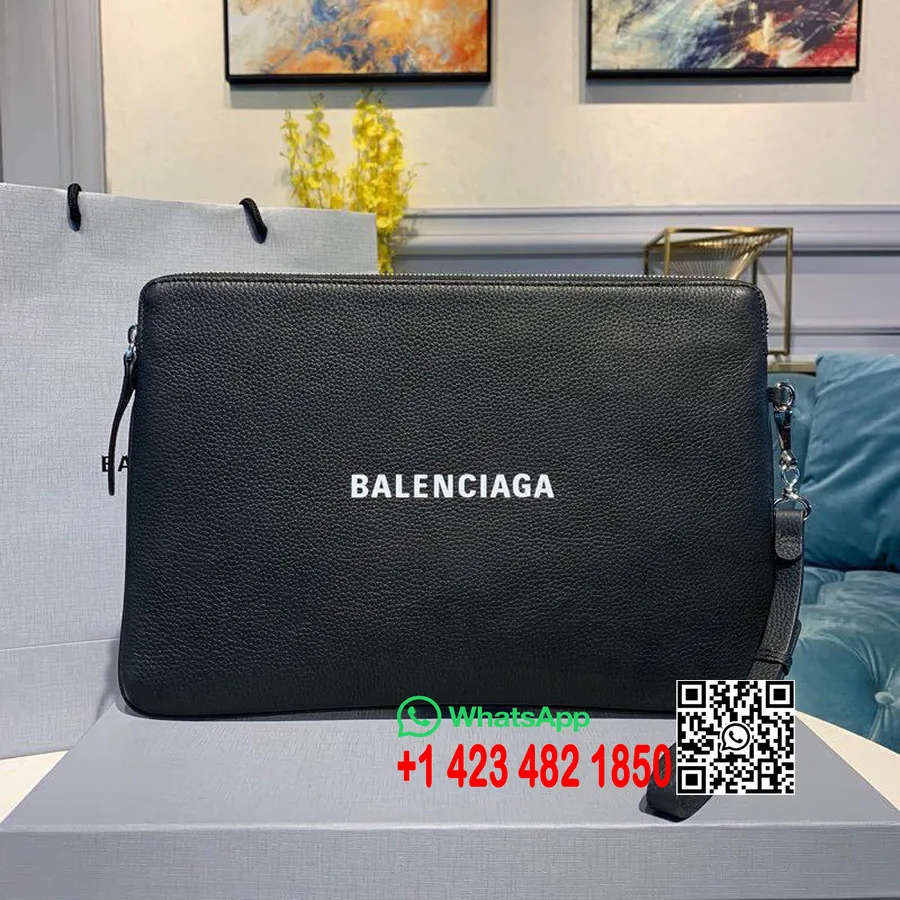 Balenciaga Clutch 36 Cm Kornet Kalveskinn Vår/sommer 2020-kolleksjon, Svart