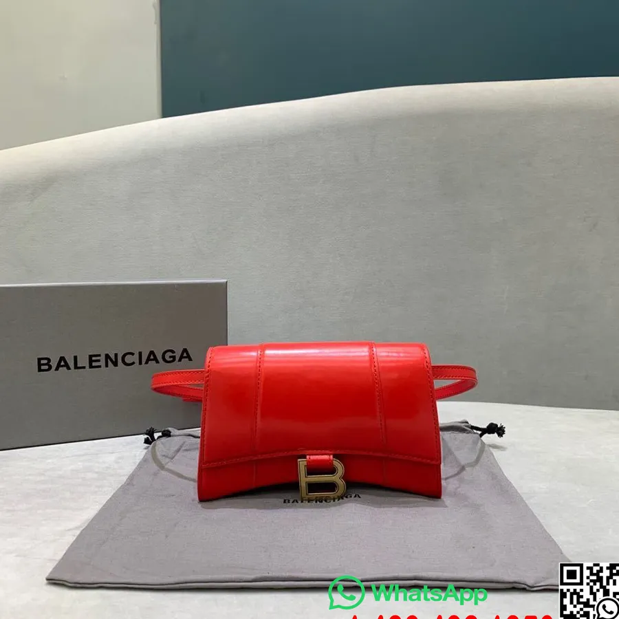 Balenciaga Timeglass Belteveske 18cm Kalveskinn Høst/vinter 2019 Kolleksjon, Rød