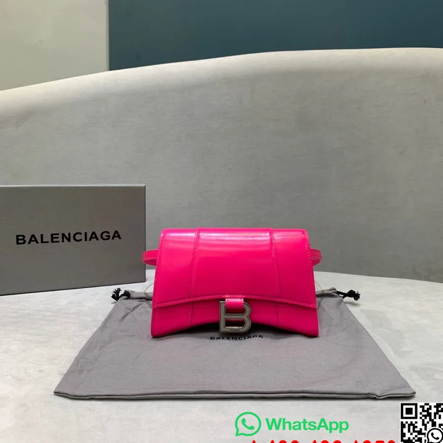 Balenciaga Timeglass Belteveske 18cm Kalveskinn Høst/vinter 2019 Kolleksjon, Hot Pink