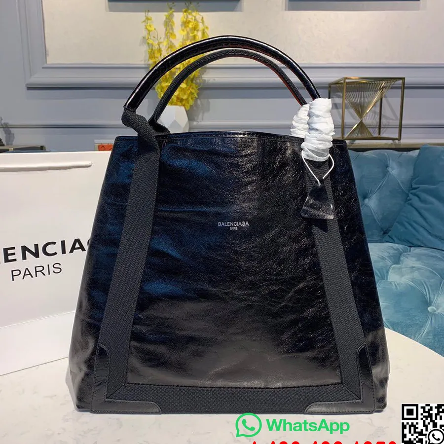 Balenciaga Cabas Handlepose 40 Cm Lammeskinn Vår/sommer 2019 Kolleksjon, Svart