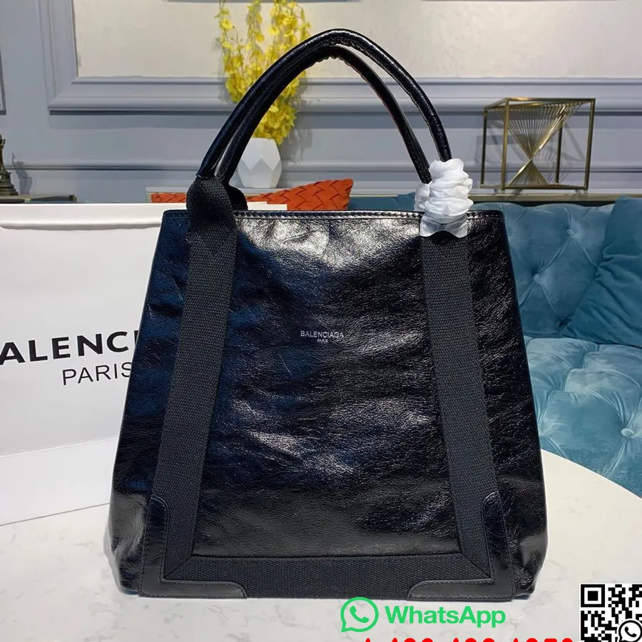 Balenciaga Cabas Handlepose 35 Cm Lammeskinn Vår/sommer 2019 Kolleksjon, Svart