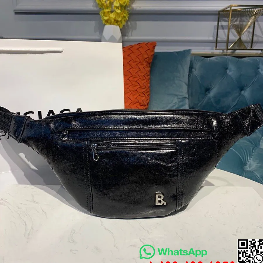 Balenciaga Xs Belteveske 34 Cm Kalveskinn Høst/vinter 2019 Kolleksjon, Svart