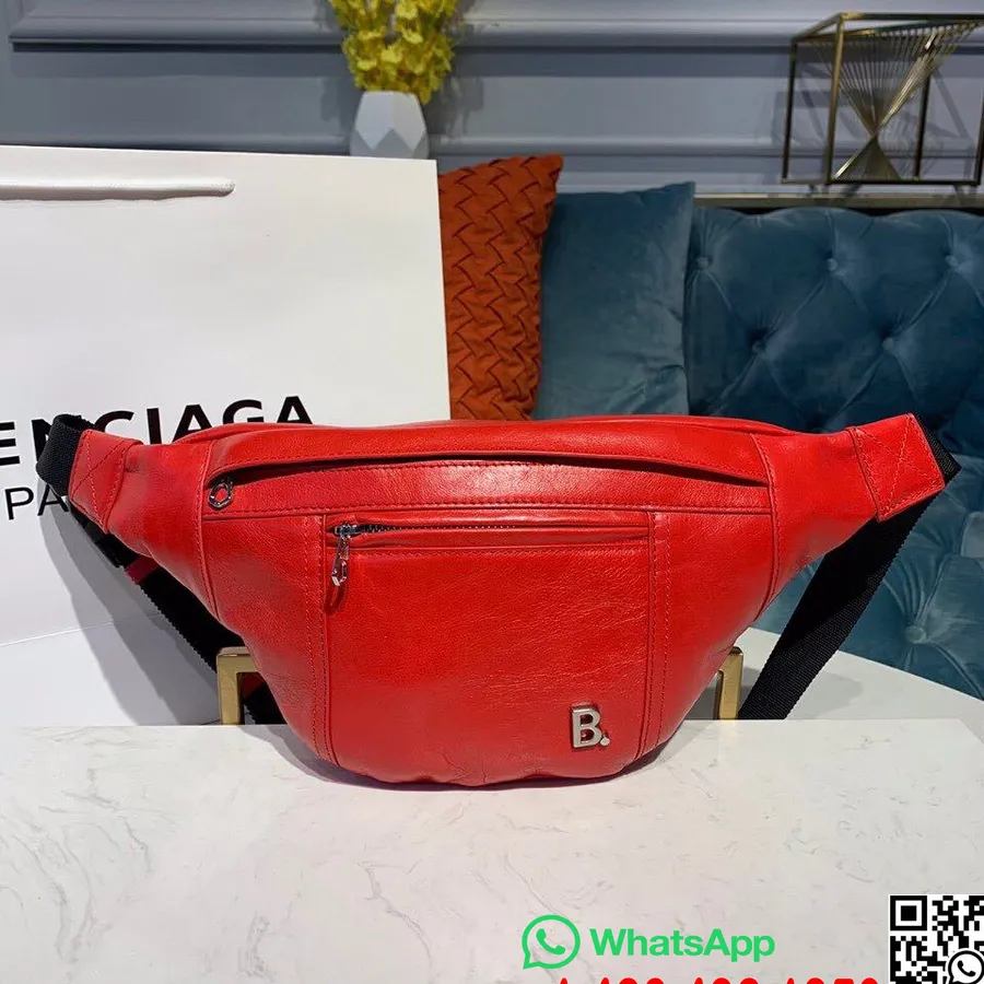 Balenciaga Xs Belteveske 34 Cm Kalveskinn Høst/vinter 2019 Kolleksjon, Rød