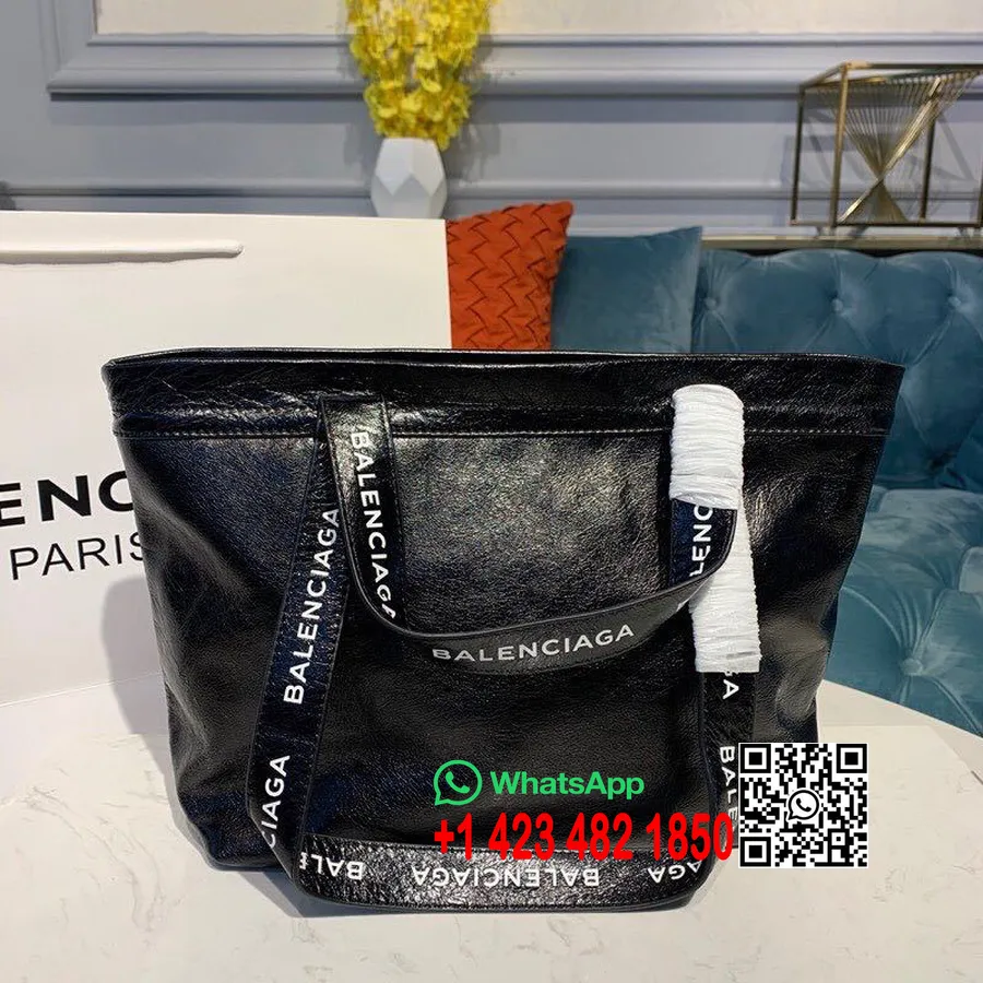 Balenciaga Shopping Tote Bag 25cm Calfskin Leather Fall/Winter 2019 Collection, Black