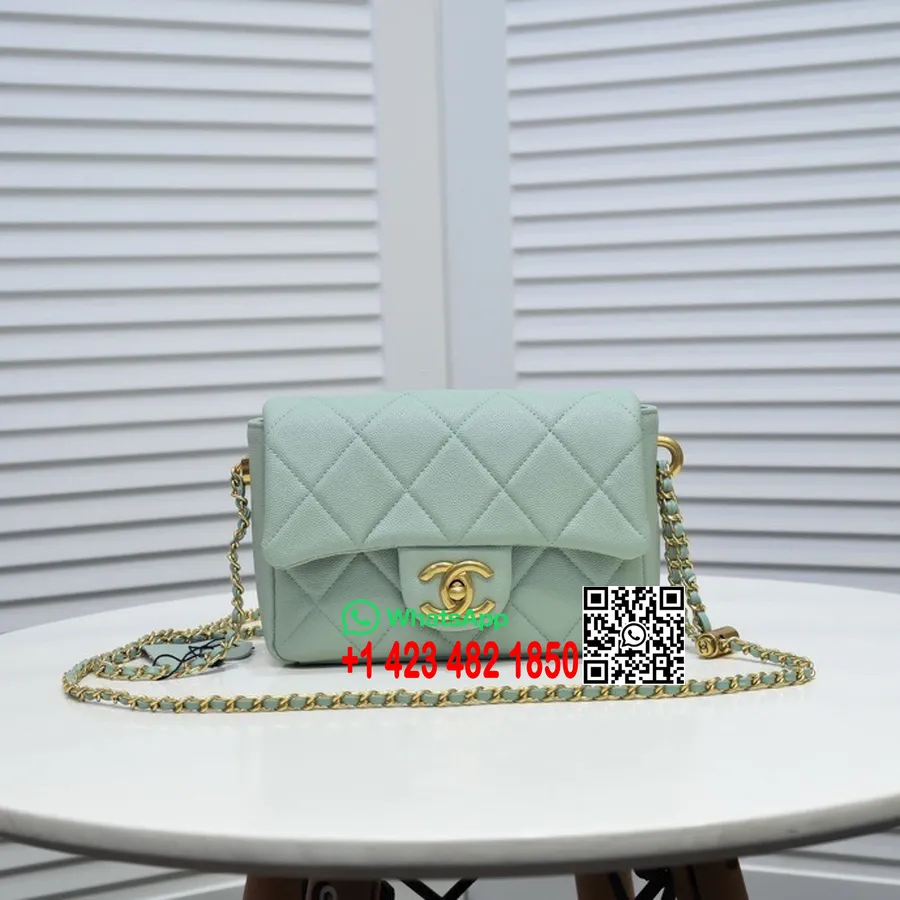 Chanel Mini Flap Bag 20cm AS2855 Grained Calfskin Leather Gold Hardware Spring/Summer 2022 Collection, Mint