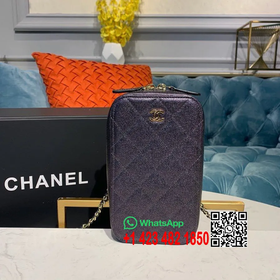 Chanel Cc κάθετη τσάντα νεσεσέρ 18cm χρυσό υλικό χαβιάρι δέρμα Cruise συλλογή 2019, μεταλλικό μαύρο