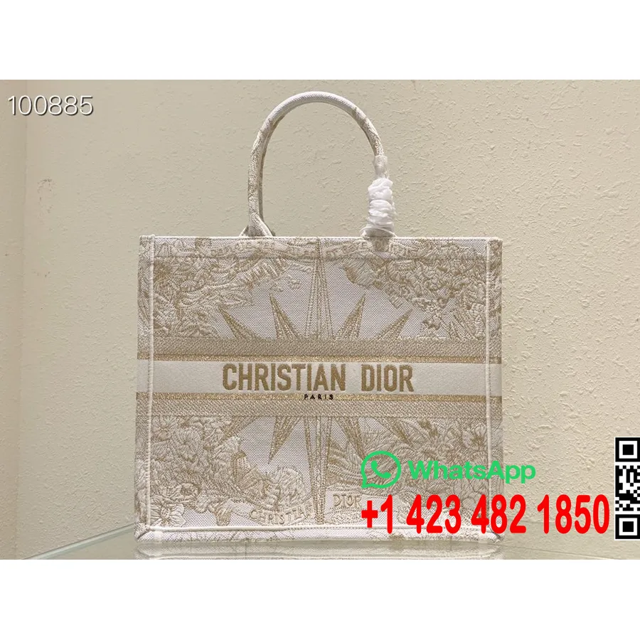 Christian Dior Book Tote Bag 42cm M1286 Reve D'infini бродерия канава колекция пролет/лято 2023, златист металик Thre