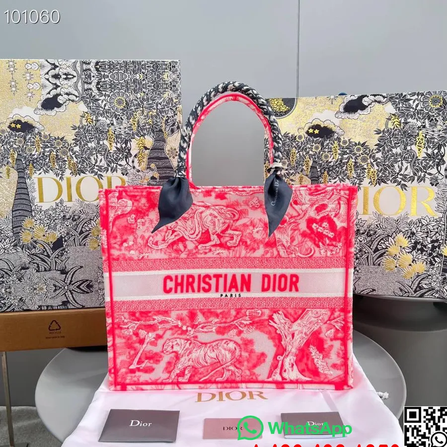 Christian Dior Könyves Táska 42cm M1286 Kínai újév Fordított átlátszó Toile De Jouy Hímzett Vászon ősz/tél 2022 C