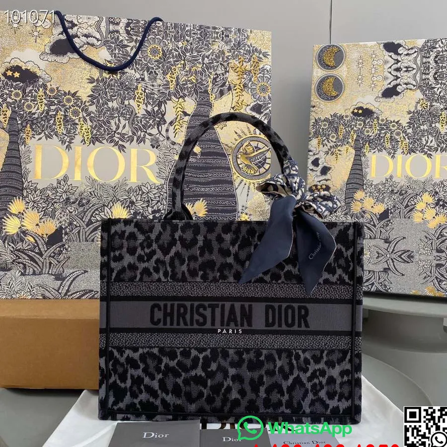 Christian Dior Book Tote Bag 36cm M1296 Mizza Vez Platno Kolekcija Jesen/zima 2022., Plava I Crna