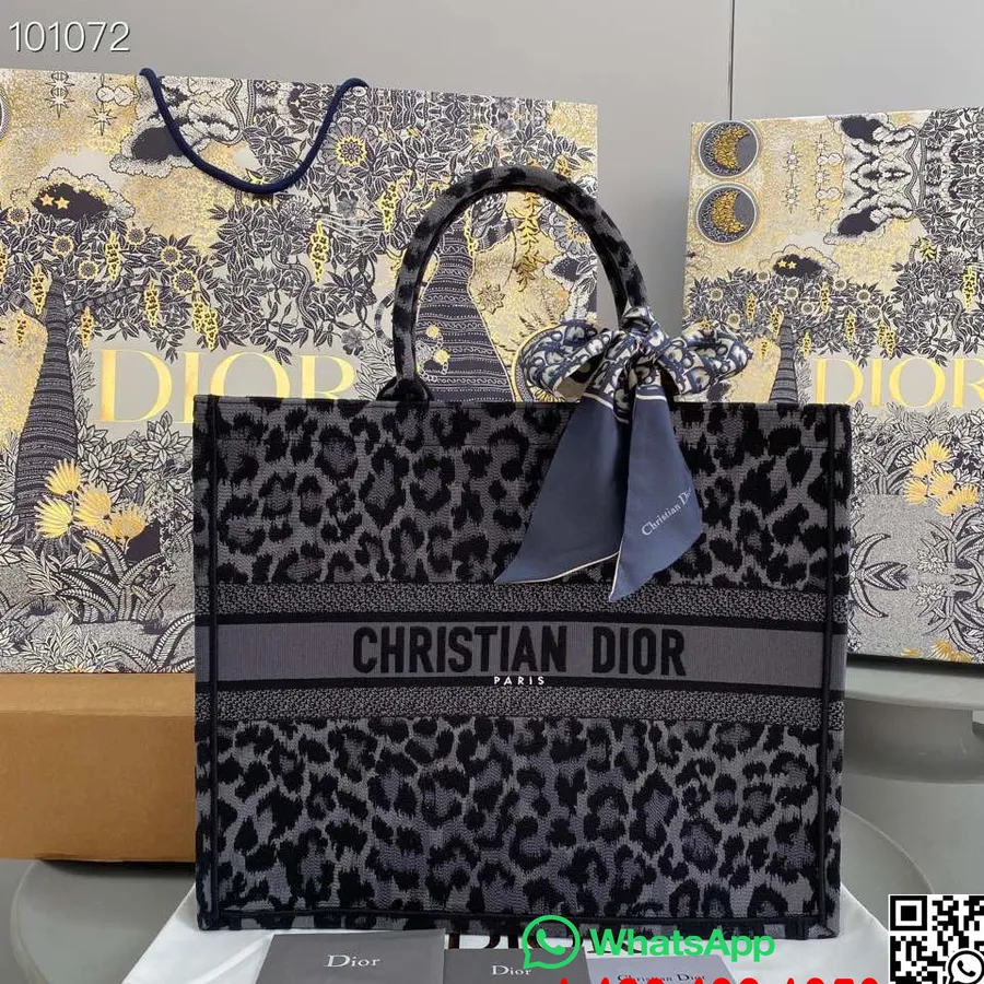 Christian Dior Book Tote Bag 42cm M1286 Mizza κέντημα καμβάς συλλογή φθινόπωρο/χειμώνας 2022, μπλε και μαύρο