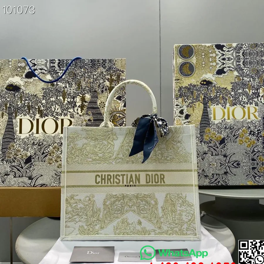 τσάντα Tote Book Christian Dior 42cm M1286 Jardin D'hiver κέντημα καμβάς συλλογή φθινόπωρο/χειμώνας 2022, μεταλλικό σε χρυσό