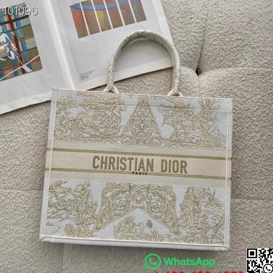 Kabelka Na Knihy Christian Dior 42 Cm 1286 Reve D'infini Vyšívacie Plátno Kolekcia Jeseň/zima 2022, Zlatá Metalíza