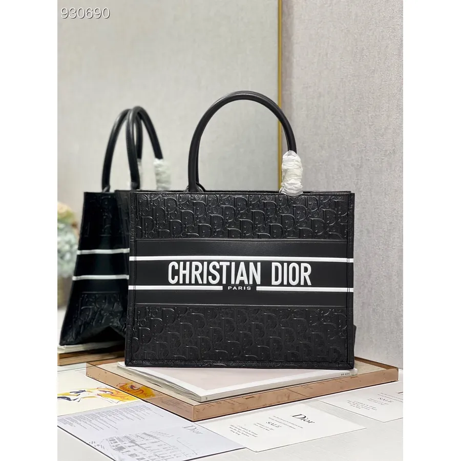 Christian Dior Book Torba Torba 36 Cm 1296 Koso Teleća Koža Izvezeno Platno Kolekcija Jesen/zima 2022., Crno/bijelo