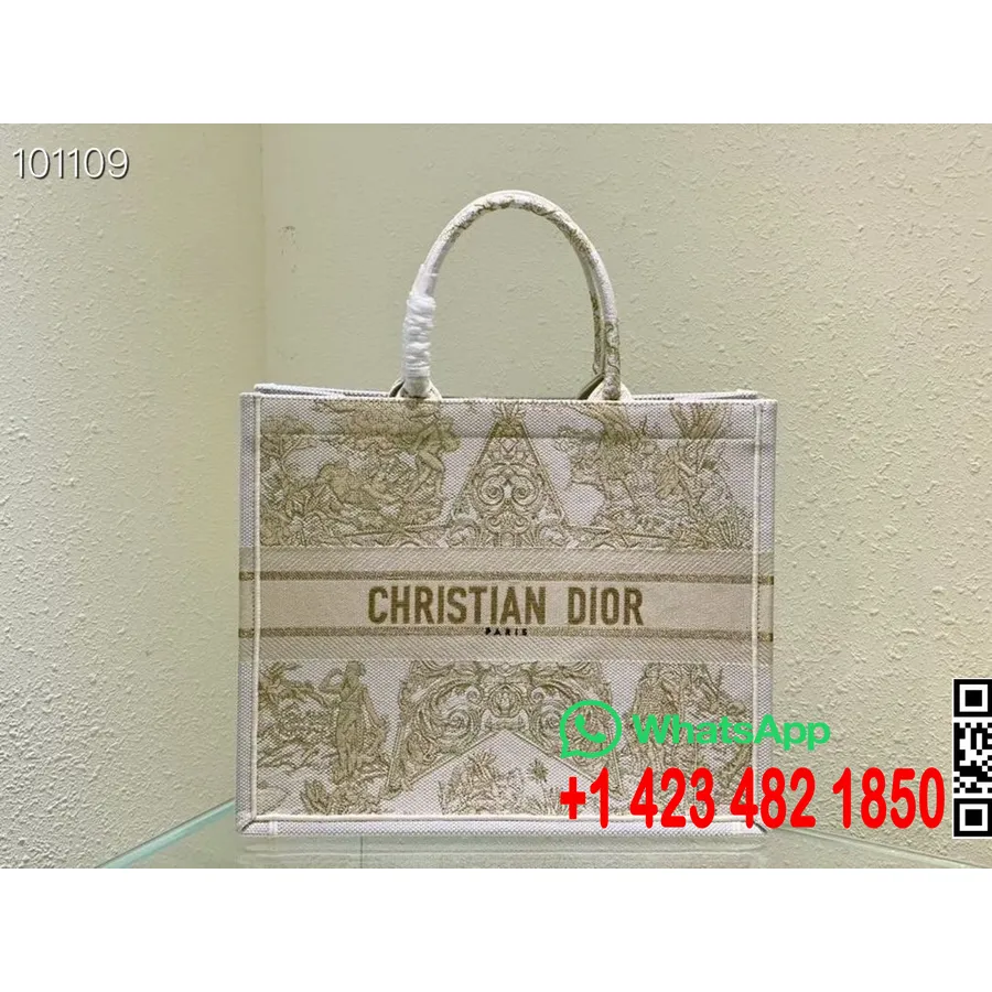 Christian Dior Book Torba Torba 42cm 1286 Reve D'infini Vez Platno Kolekcija Jesen/zima 2022., Metalik Konac Zlatne Boje