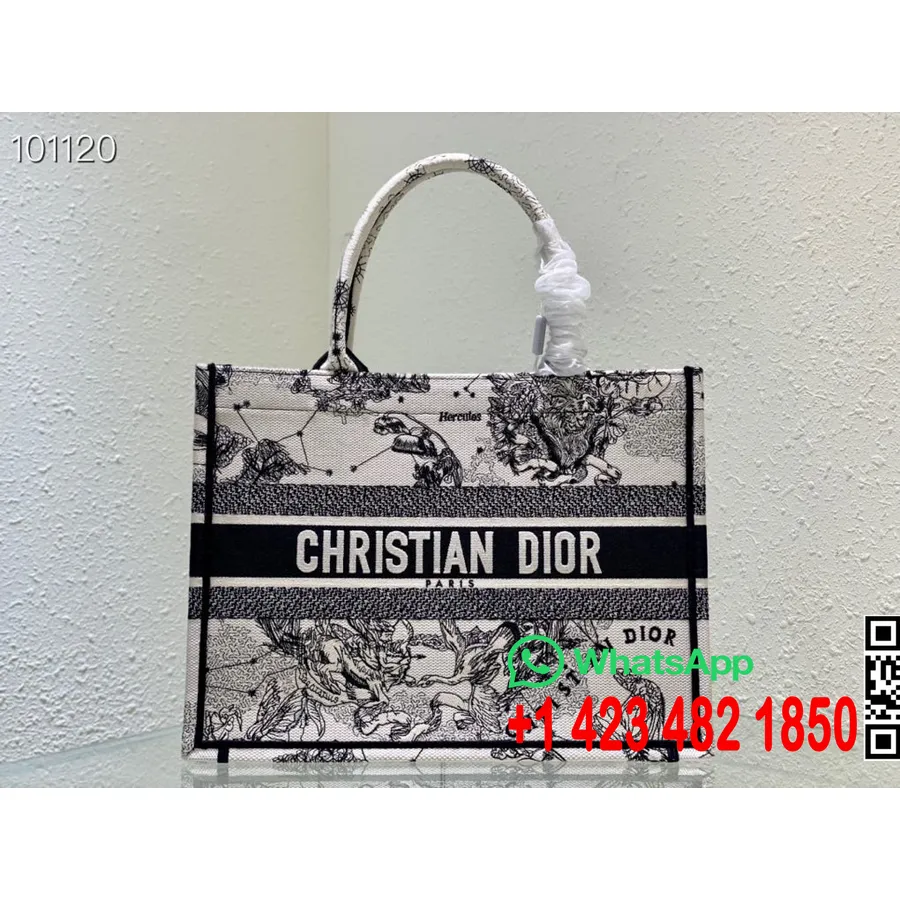 Christian Dior Book Tote Bag 36cm 1286 Toile De Jouy Zodiac Vez Platno Kolekcija Jesen/zima 2022., Latte