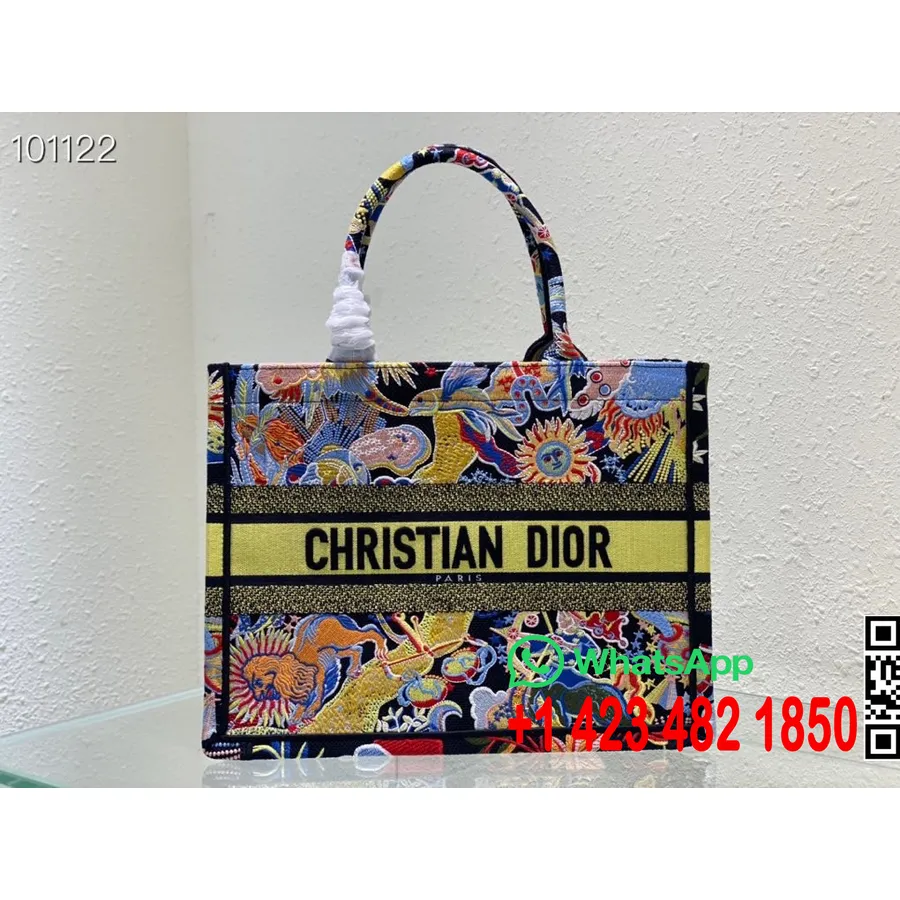 Christian Dior Book Tote Bag 36 Cm 1296 Zodiac Fantastico Izvezeno Platno Kolekcija Jesen/zima 2022., Crna