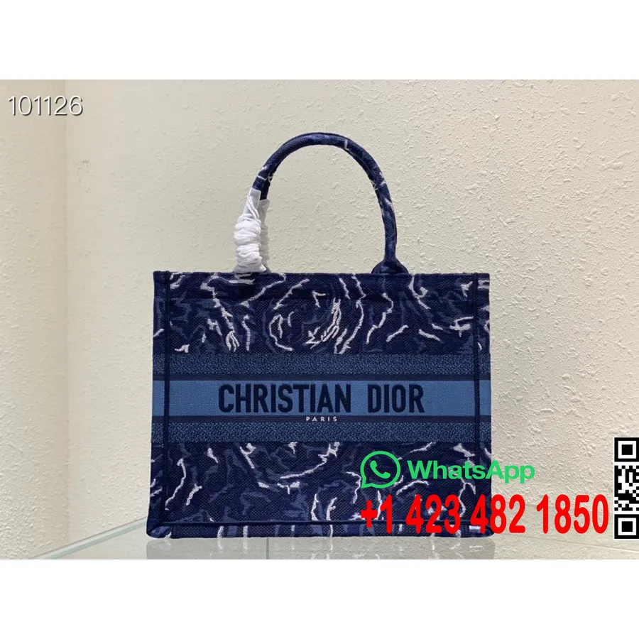 Christian Dior Book Torba Torba 36cm 1296 Dior Ruže Izvezene Na Platnu Kolekcija Jesen/zima 2022., Plava