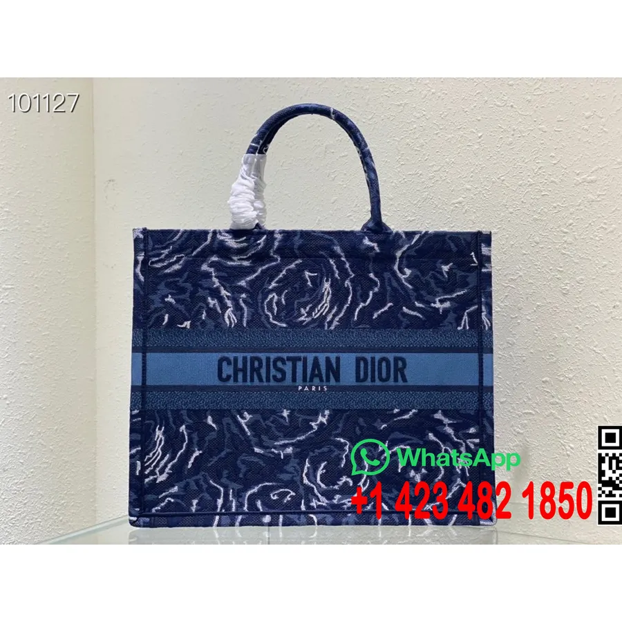 Christian Dior Book Torba Torba 42cm 1286 Dior Ruže Izvezene Na Platnu Kolekcija Jesen/zima 2022., Plava