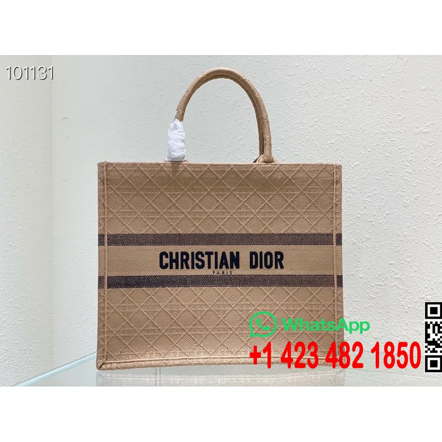 Christian Dior Book Torba Torba 42cm 1286 Cannage Rafija Izvezeno Platno Kolekcija Jesen/zima 2022., Prirodno