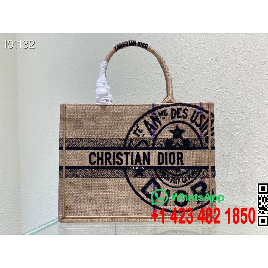 Christian Dior Book Tote Bag 36 Cm 1296 Union Juta Vez Platno Kolekcija Jesen/zima 2022., Bež