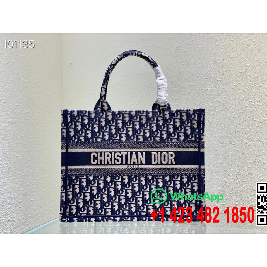 Christian Dior Book Tote Bag 36 Cm 1296 Koso Vezeno Platno Kolekcija Jesen/zima 2022., Plava