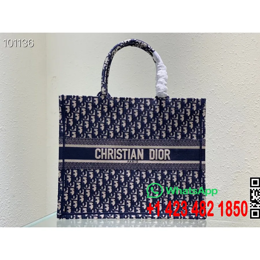 Christian Dior Book Tote Bag 42 Cm 1286 Koso Izvezeno Platno Kolekcija Jesen/zima 2022., Plava