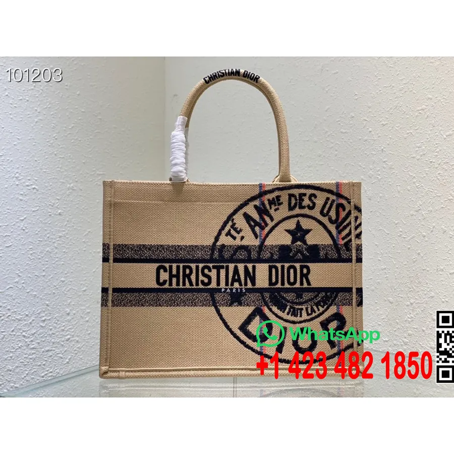 Christian Dior Book Torba Torba 36 Cm 93360 Union Juta Vez Platno Kolekcija Jesen/zima 2022., Bež