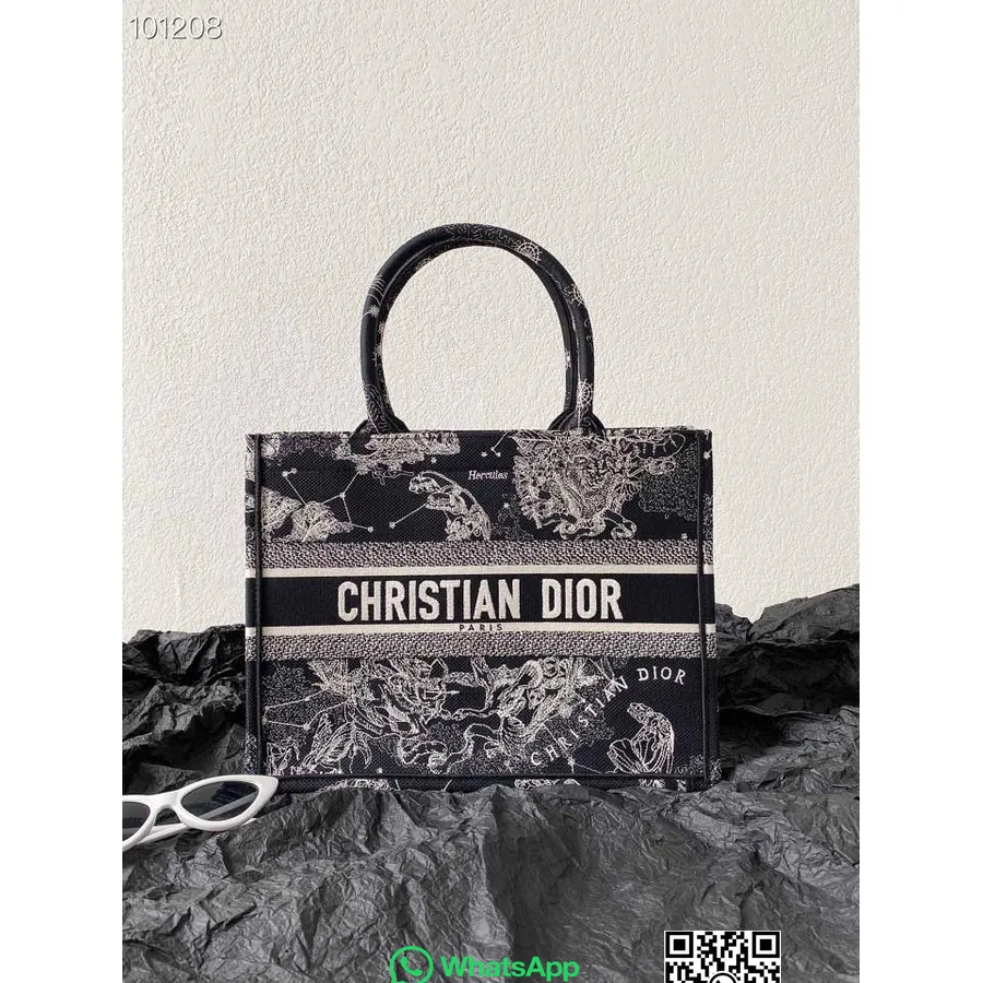 Christian Dior Book Torba Torba 36cm 1286 Toile De Jouy Zodiac Vez Platno Kolekcija Jesen/zima 2022., Crna