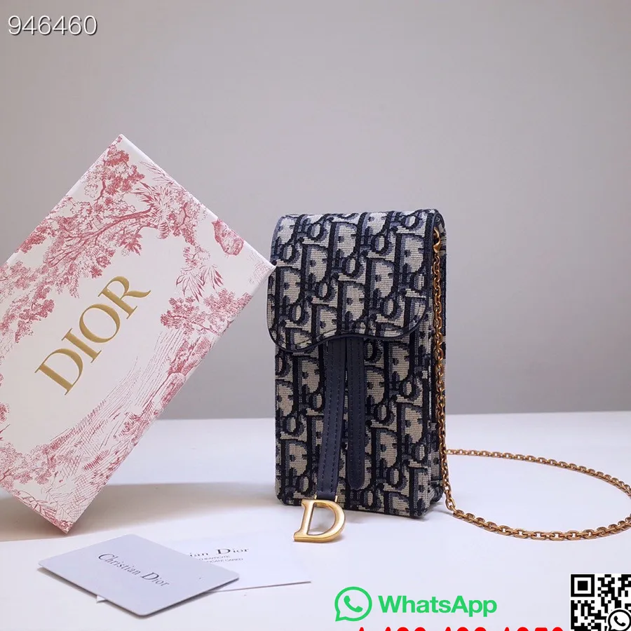 Christian Dior Torba Za Držalo Za Telefon 18 Cm 0131 Poševna Platna Kolekcija Pomlad/poletje 2022, Modra