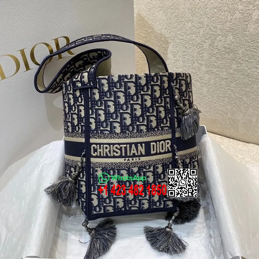 Christian Dior D-bubble Torba 25cm Kosi Vez Na Platnu Kolekcija Proljeće/ljeto 2022., Plava