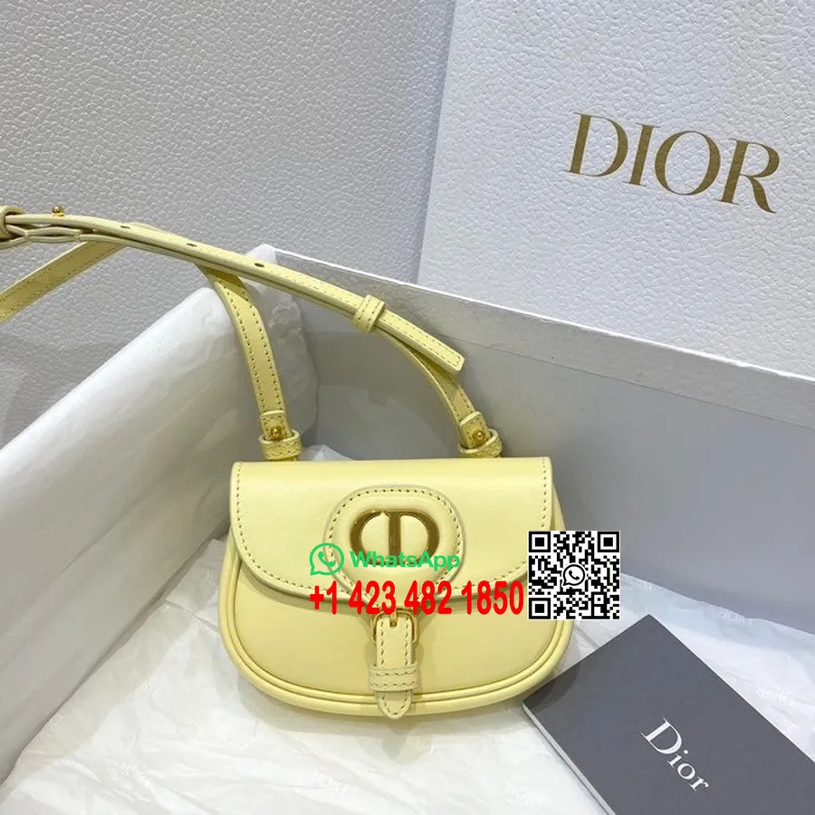 Christian Dior Micro Bobby Torba 12 Cm Teleća Koža Zlatna Oprema Kolekcija Proljeće/ljeto 2022., žuta