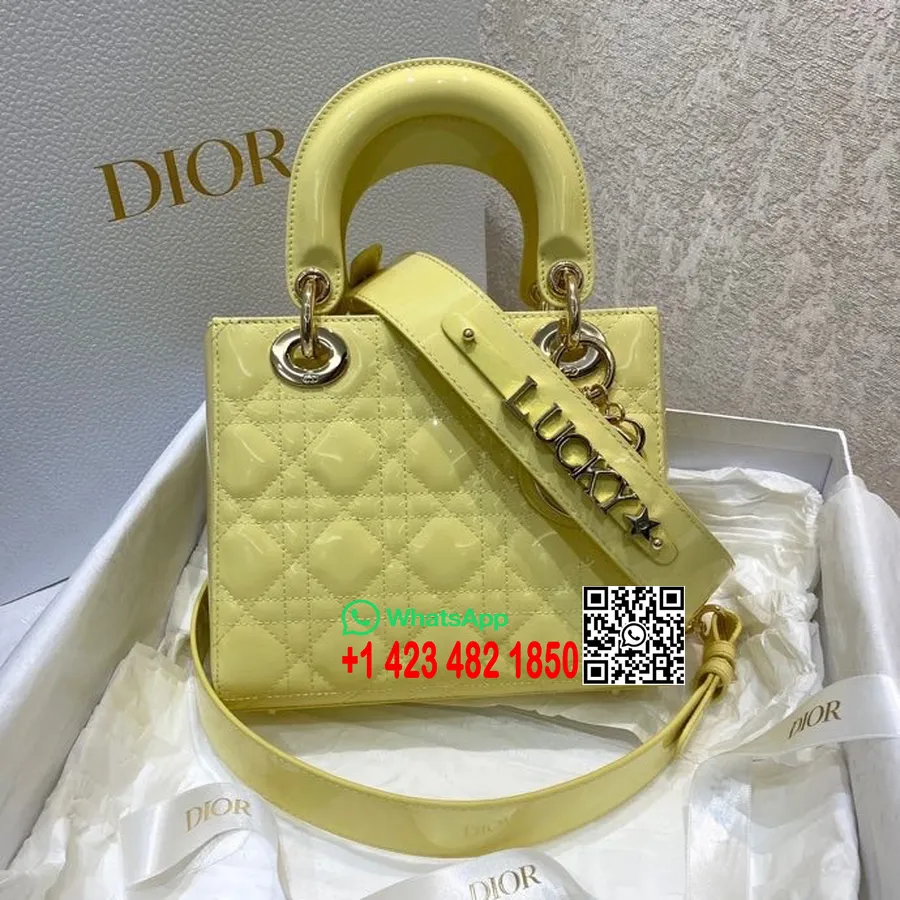 Christian Dior Bolso Lady Dior My Abc Dior 20 Cm Con Herrajes Dorados Charol Piel De Becerro Colección Primavera/verano 2022, Am