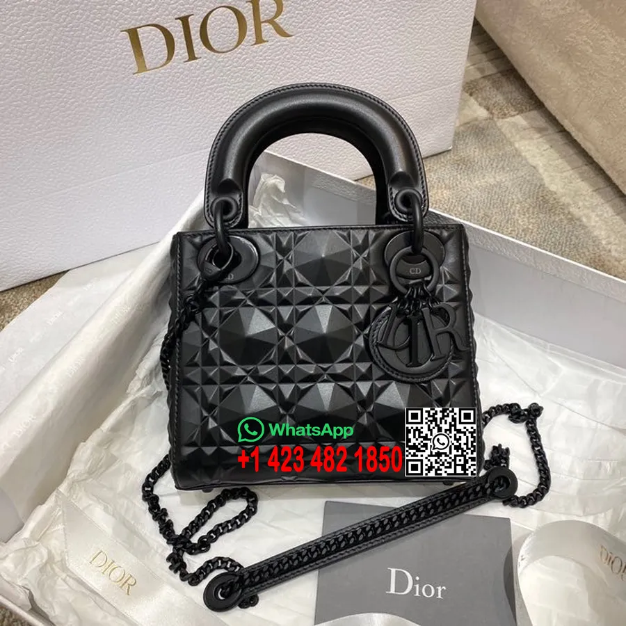 Christian Dior Mala ženska Dior Torba 18cm Cannage Teleća Koža S Motivom Dijamanata Kolekcija Proljeće/ljeto 2022., Crna