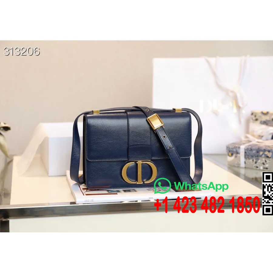 Christian Dior 30 Montaigne Táska 24cm Arany Hardver Sima Borjúbőr 2022 Tavaszi/nyári Kollekció, Sötétkék