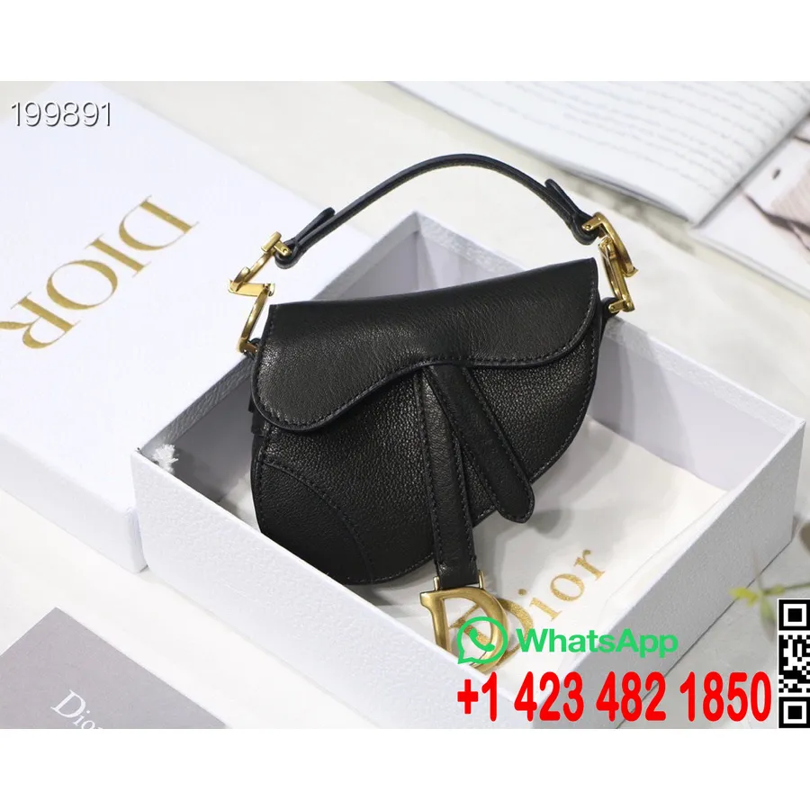 Christian Dior Lady Dior Mikrotáska 12 Cm, Kecskebőr Bőrrel 2021 őszi/téli Kollekció, Fekete